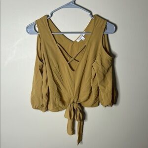 Women's Mustard Cold Shoulder Top
